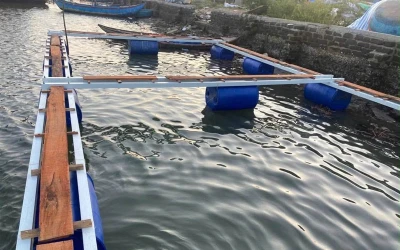 Cách làm kẹp phao dàn quạt ao tôm bằng ống composite phi34