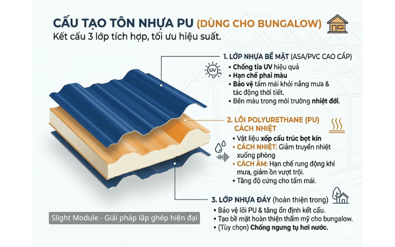 cấu tạo tôn nhựa pu santiago