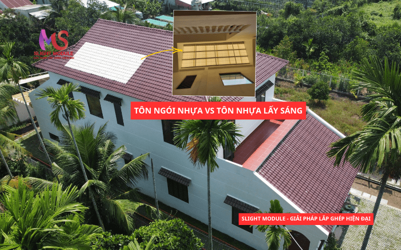 Tôn ngói nhựa kết hợp Tôn lấy sáng.